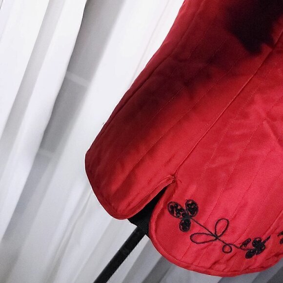 Carole Little Red 100% Lined, Padded, Sequins, Embroidered, Silk Jacket, Size S - Picture 4 of 15